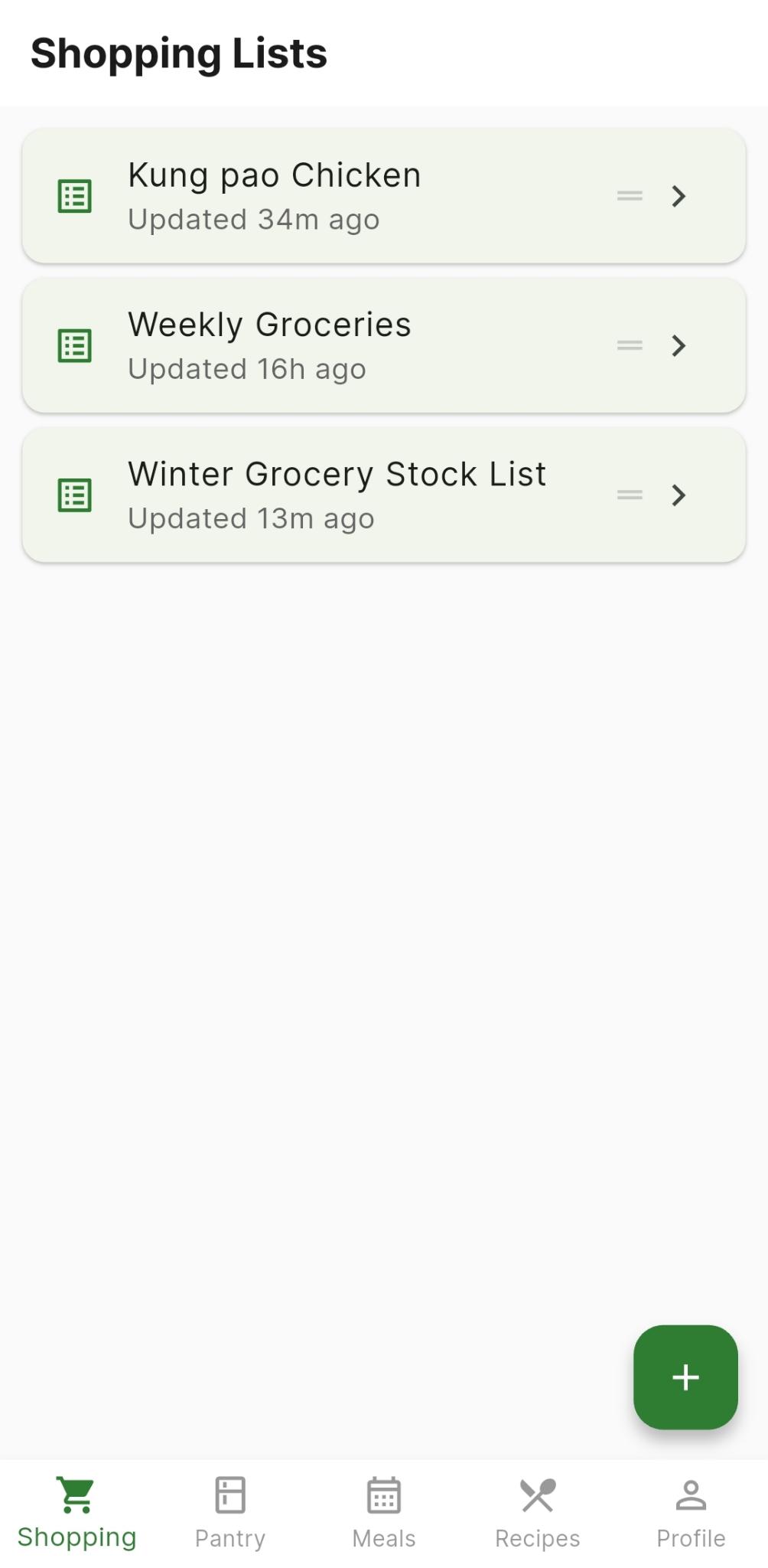 Multiple smart shopping lists