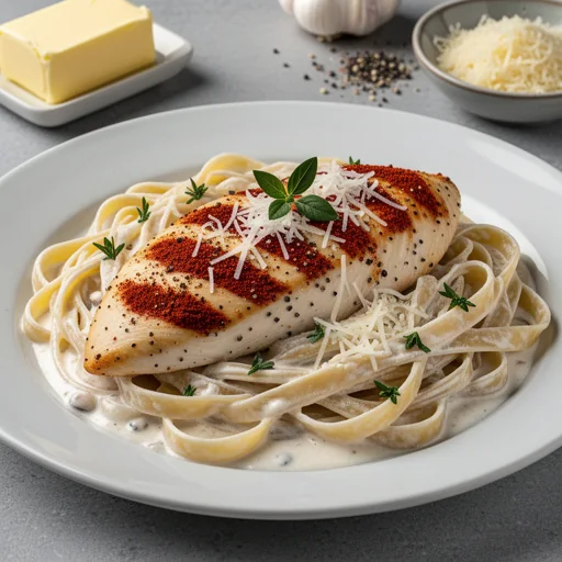 Smoked Paprika & Garlic Chicken Alfredo finished dish