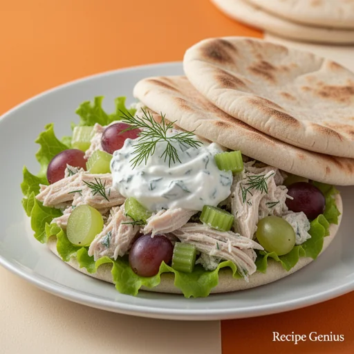 Greek Yogurt Chicken Salad Pitas finished dish