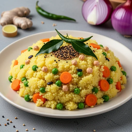 Rava Upma (Savory Semolina Stir-fry) finished dish