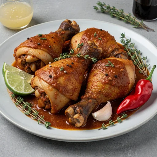 Hearty Jamaican Brown Stew Chicken finished dish