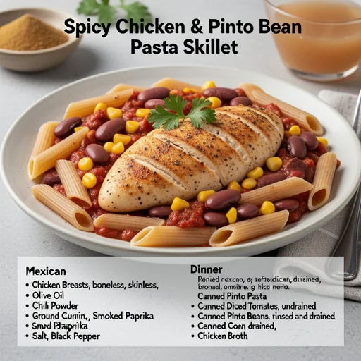 Spicy Chicken & Pinto Bean Pasta Skillet finished dish