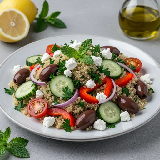 Mediterranean Quinoa Salad with Lemon-Herb Vinaigrette finished dish