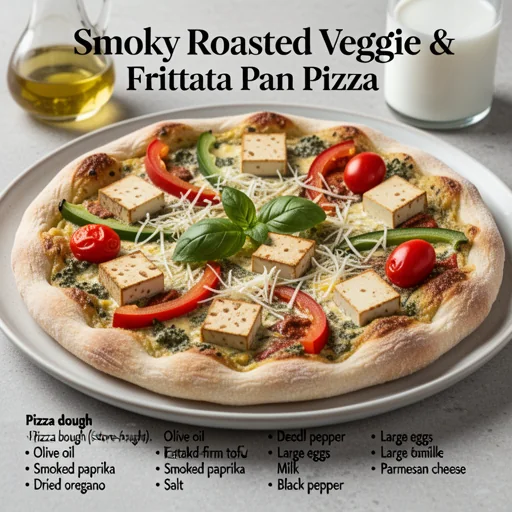 Smoky Roasted Veggie & Tofu Frittata Pan Pizza finished dish