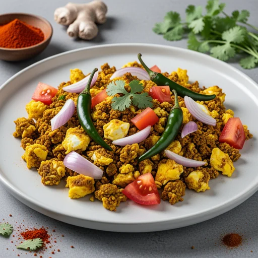 Spicy Anda Bhurji (Indian Scrambled Eggs) finished dish