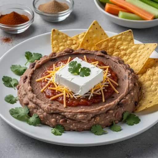 Speedy Meal Prep Refried Bean Dip finished dish