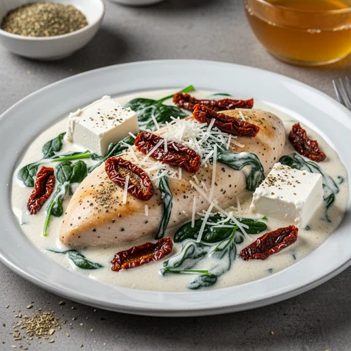 Crockpot Creamy Tuscan Chicken finished dish
