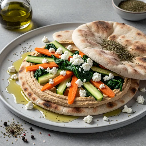 Speedy Hummus & Veggie Flatbreads finished dish
