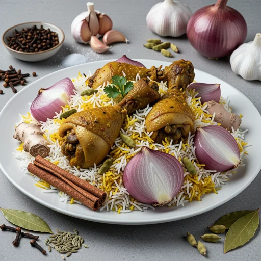 Kashmiri Chicken Yakhni Pulao finished dish