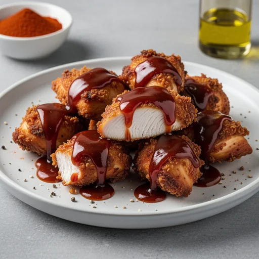 Crispy BBQ Chicken Bites finished dish