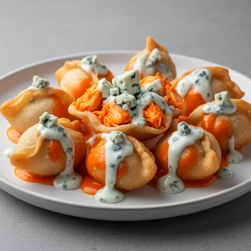 Buffalo Chicken Bites with Blue Cheese Drizzle finished dish