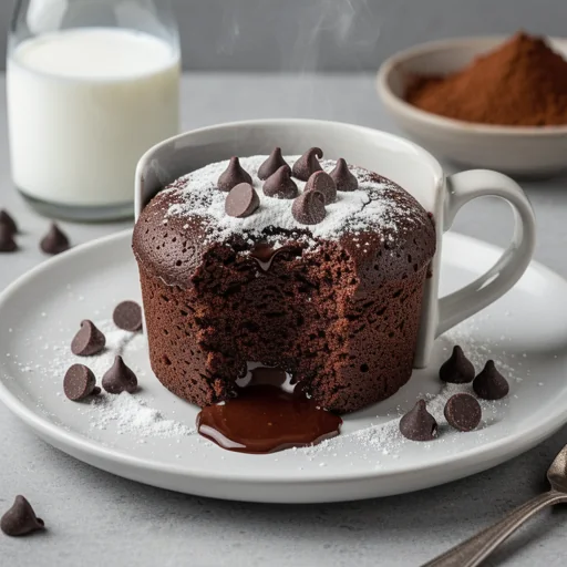Microwave Chocolate Mug Cake finished dish