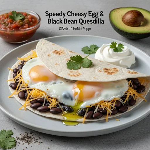 Speedy Cheesy Egg & Black Bean Quesadilla finished dish
