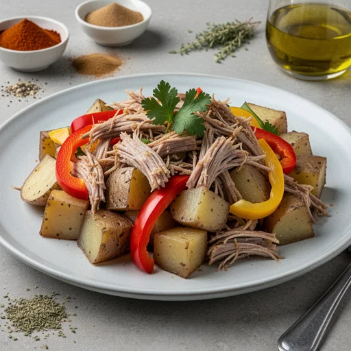 Speedy Pork & Potato Carnitas Hash finished dish