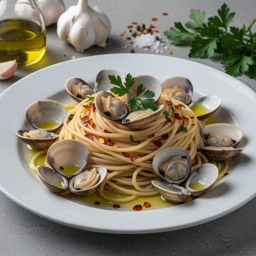 Spaghetti alle Vongole (Spaghetti with Clams) finished dish