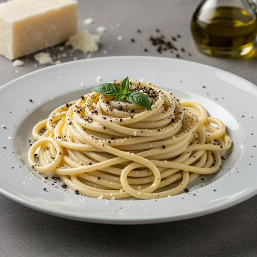 Classic Cacio e Pepe finished dish