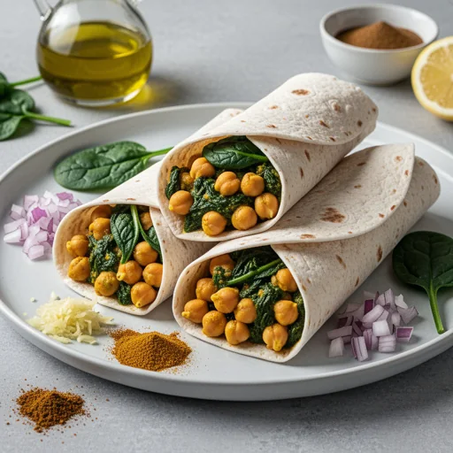 Curried Chickpea and Spinach Wraps finished dish