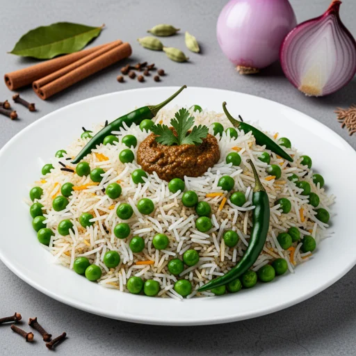 Matar Pulao (Green Peas Pulao) finished dish