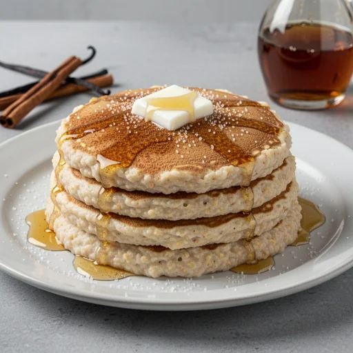 Vanilla Cinnamon Cream of Wheat Pancakes finished dish