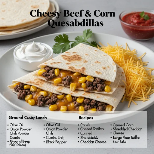 Cheesy Beef & Corn Quesadillas finished dish