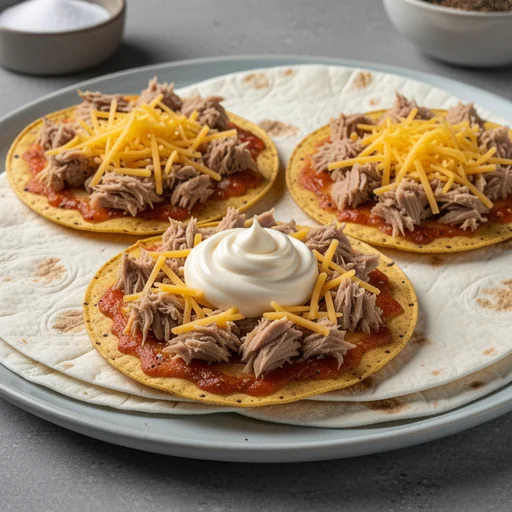 Quick Tuna Melt Tortilla Pizzas finished dish