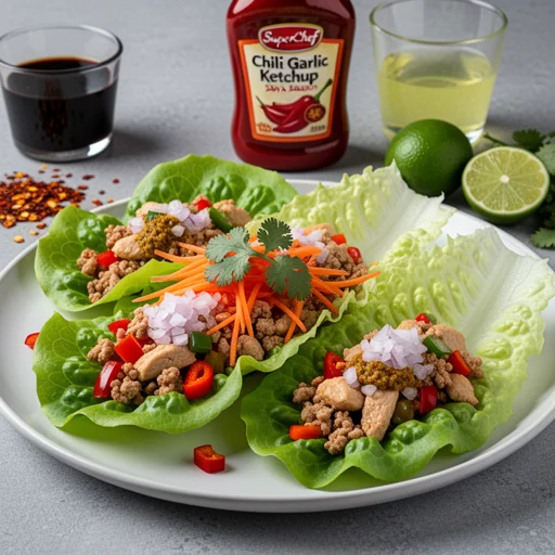Thai-Inspired Chili-Garlic Chicken Lettuce Wraps finished dish