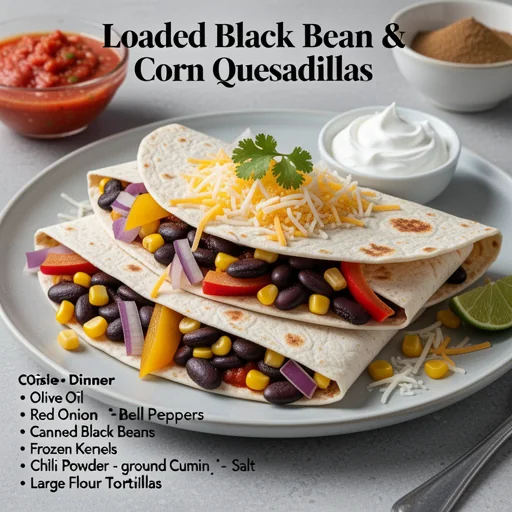 Loaded Black Bean & Corn Quesadillas finished dish