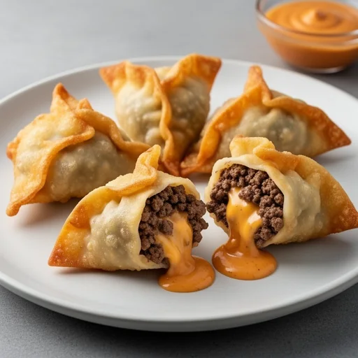 Cheeseburger Dumpling Poppers finished dish