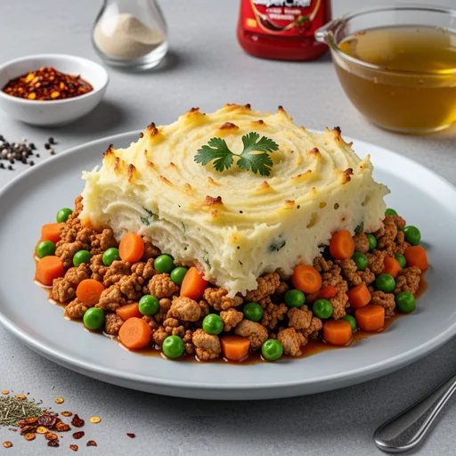 Spicy Chicken Shepherd's Pie with Cheesy Potato Topping finished dish