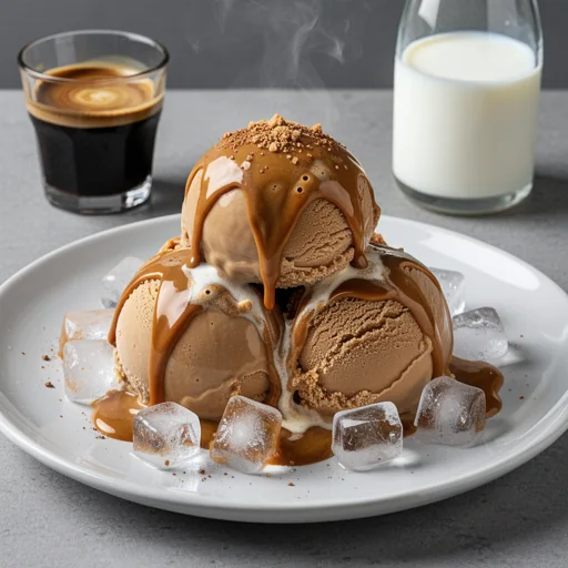 Spanish Latte Affogato with Dulce de Leche Ice Cream finished dish