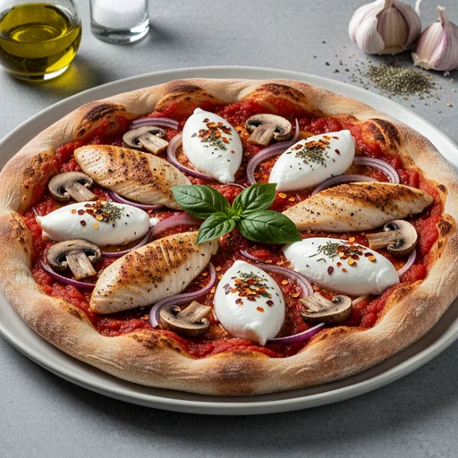 Pizza al Pollo Diavola Piccante finished dish