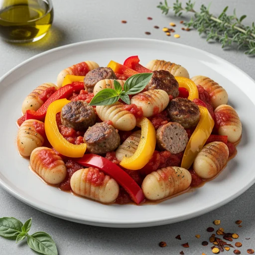 One-Pan Italian Sausage & Bell Pepper Gnocchi finished dish