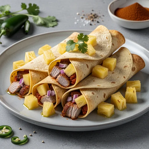 Spicy Pork & Pineapple Taquitos finished dish