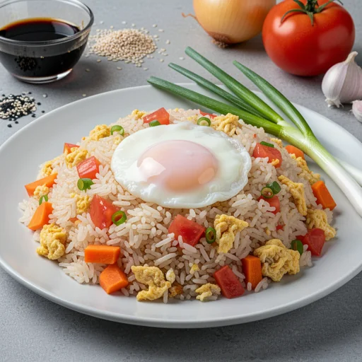 Speedy Tomato Egg Fried Rice finished dish