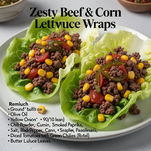 Zesty Beef & Corn Lettuce Wraps finished dish