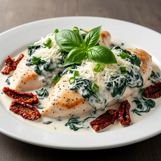 Creamy Sun-Dried Tomato & Spinach Chicken finished dish