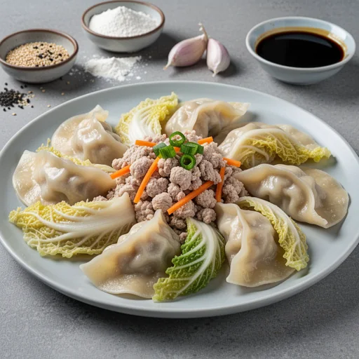 Steamed Chicken & Cabbage Dumplings finished dish