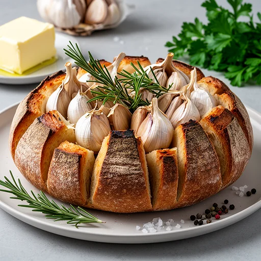 Roasted Garlic & Rosemary Pull-Apart Bread finished dish