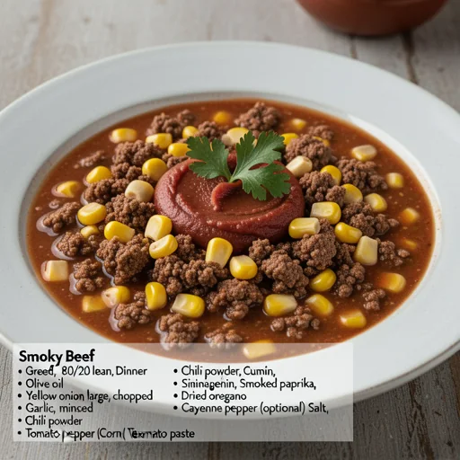 Smoky Beef and Corn Chili finished dish