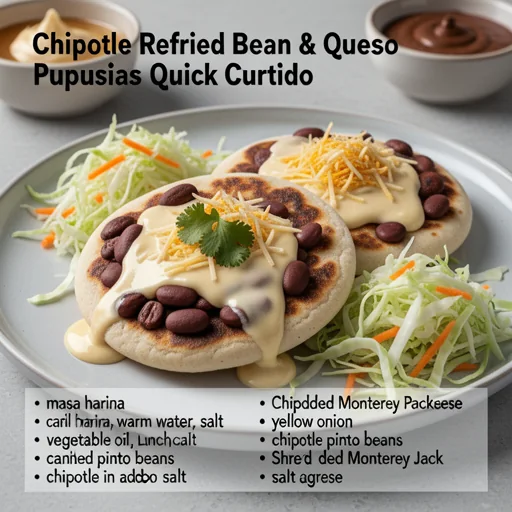 Chipotle Refried Bean & Queso Pupusas with Quick Curtido finished dish