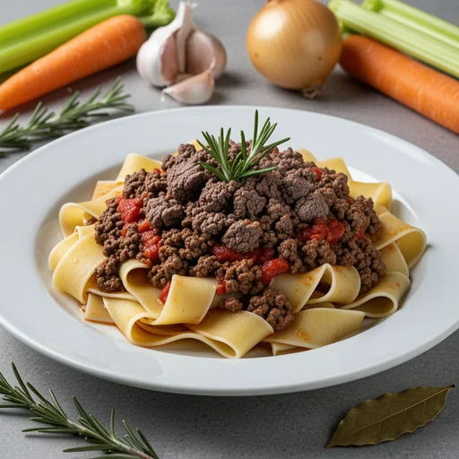 Pappardelle al Ragu di Manzo (Slow-Cooked Beef Ragu with Pappardelle) finished dish