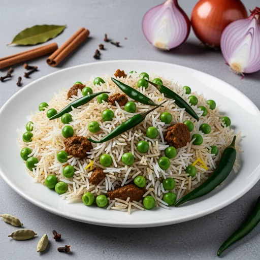 Aromatic Peas Pulao (Matar Pulao) finished dish