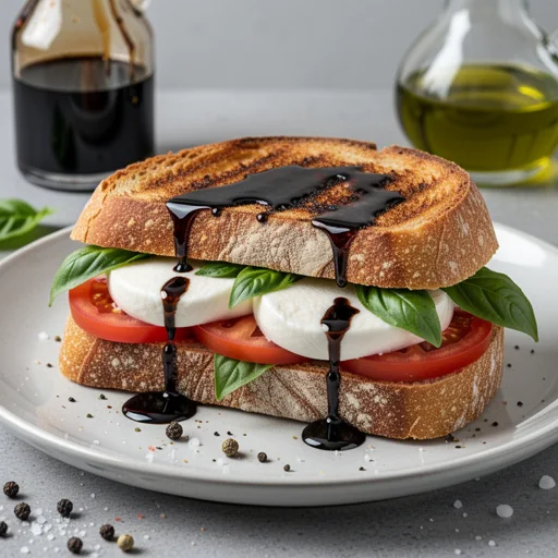 Caprese Panini with Balsamic Glaze finished dish