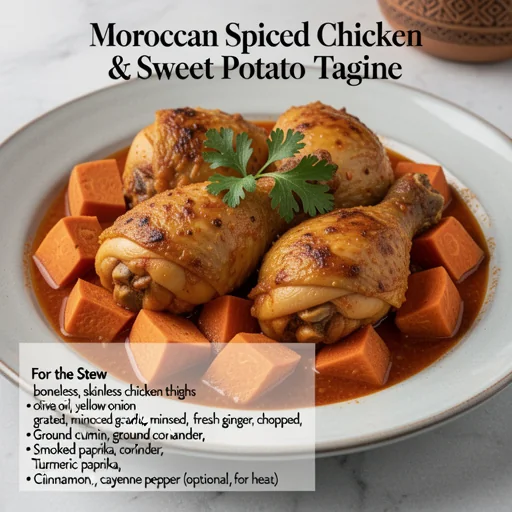 Moroccan Spiced Chicken & Sweet Potato Tagine finished dish