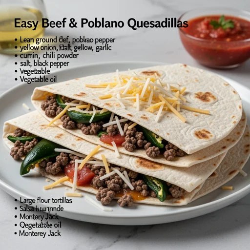 Easy Beef & Poblano Quesadillas finished dish