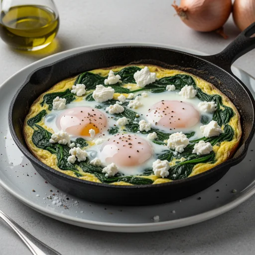Speedy Spinach & Feta Skillet Frittata finished dish