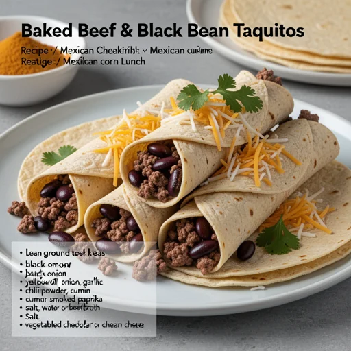 Baked Beef & Black Bean Taquitos finished dish