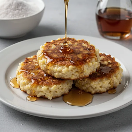 Golden Cream of Wheat Fritters with Maple Drizzle finished dish