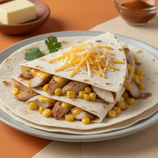 Cheesy Chicken & Corn Quesadillas finished dish