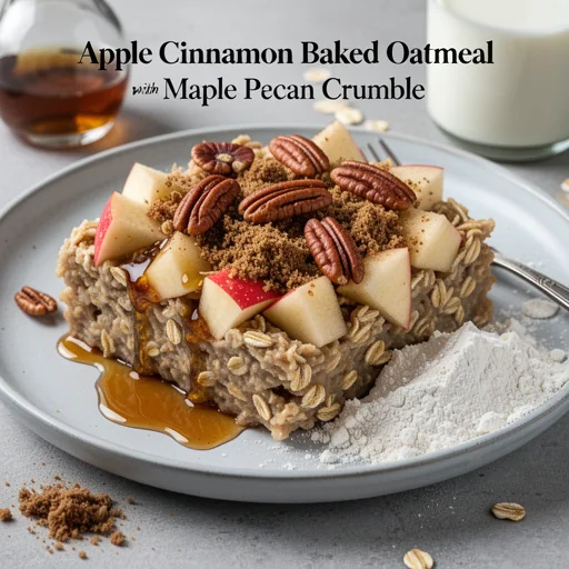 Apple Cinnamon Baked Oatmeal with Maple Pecan Crumble finished dish